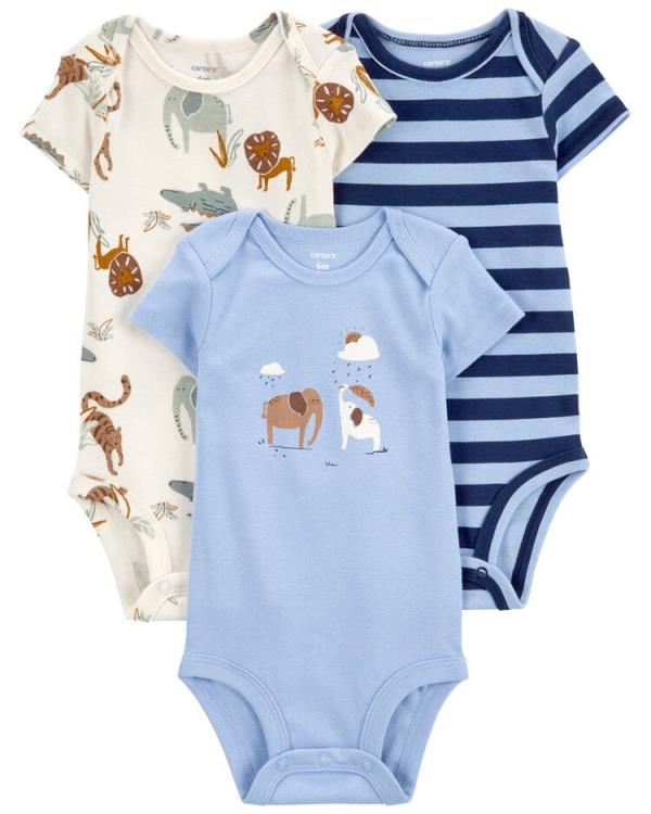 CARTER'S Body krátky rukáv Blue Animals chlapec 3ks 18m/ veľ. 86 CARTER'S Body krátky rukáv Blue Animals chlapec 3ks 18m/ veľ. 86
